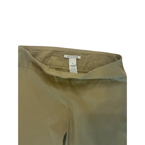 Zac & Rachel Pull On Ankle Pants khaki Snap Hem Stretch Size 12 - Picture 11 of 11